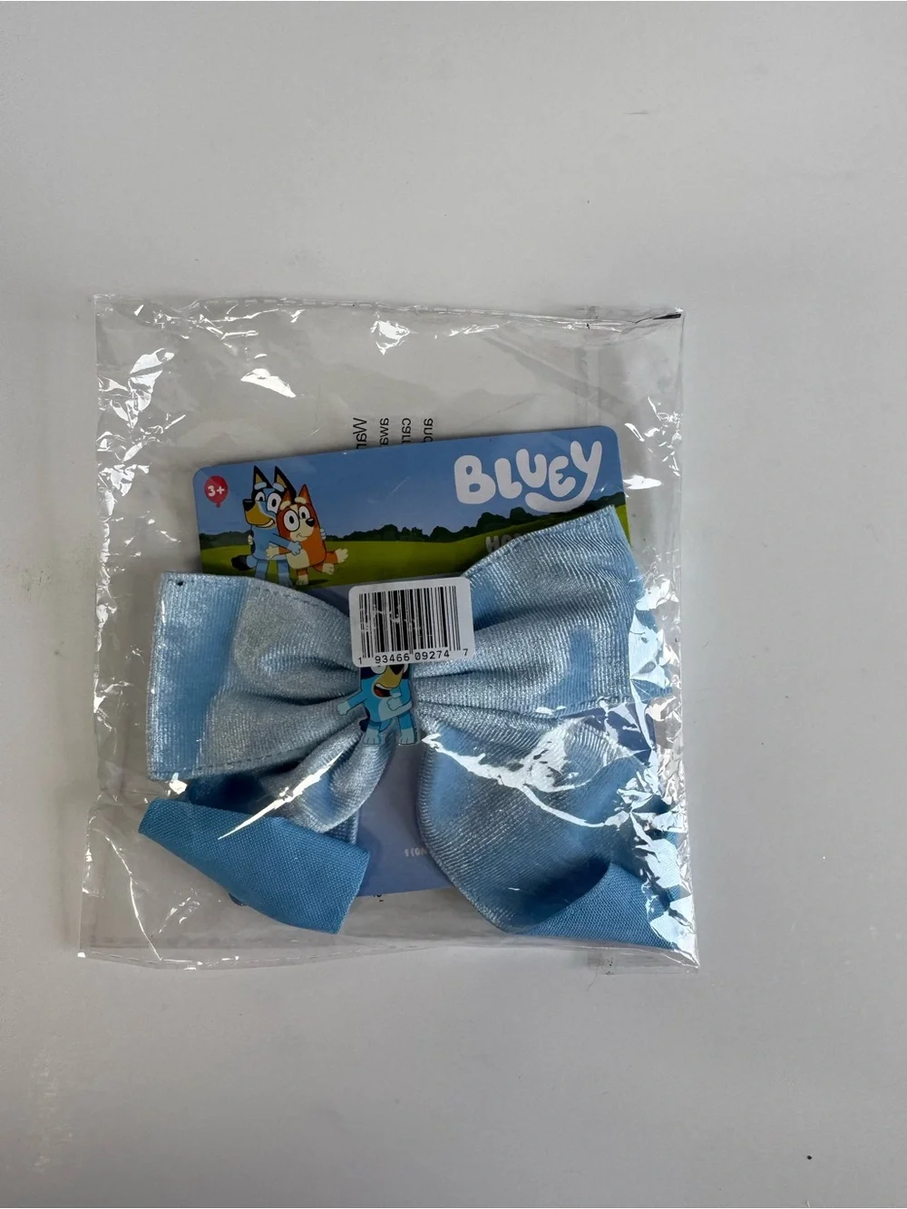 Bluey Velvet Bow Hair Clip - Light Blue Character Accent